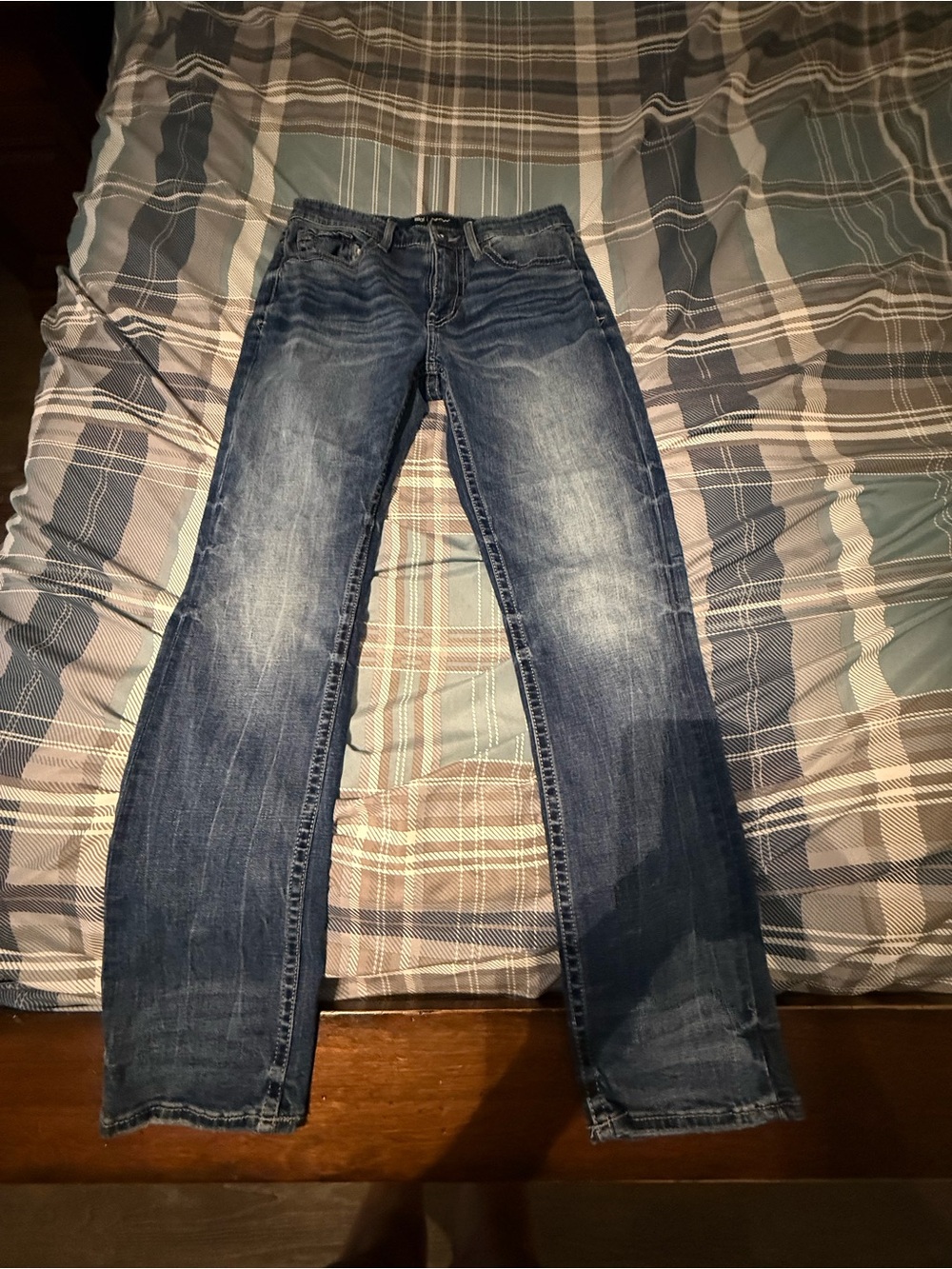 BKE Men's Faded Blue Straight Jeans